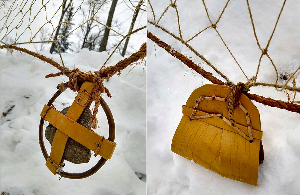 Birch bark, whitefish, and baskets.