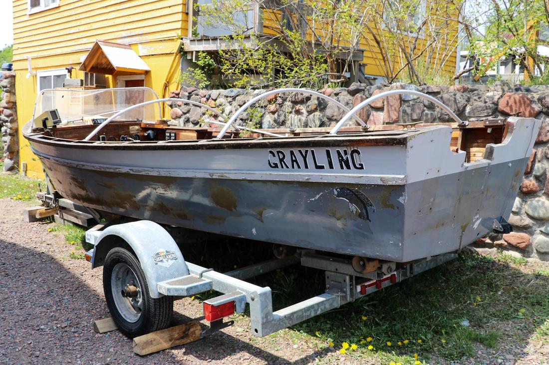 The Grayling - historic fishing boat with trailer