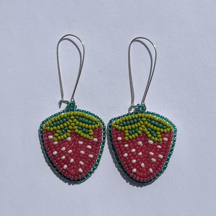 strawberry beaded earrings